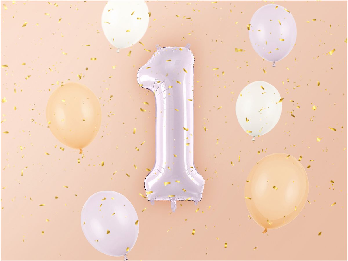 PARTYDECO Ballon en plastique no. 1 72cm FB230G-1-014 violet (5904555052536)