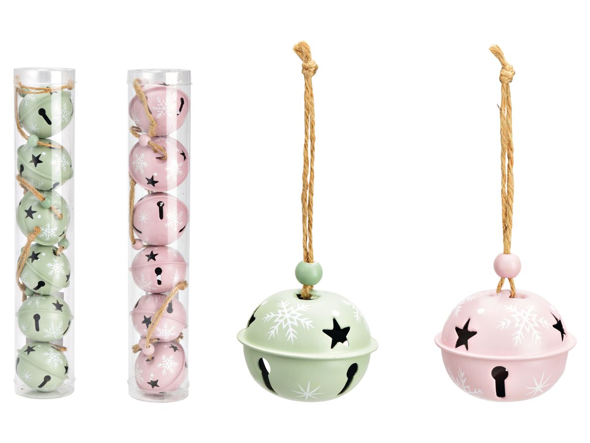 ROOST Pendentif de Noël 5x4cm 10040571 Cloche, assortie 6 pièces (4007698609399)