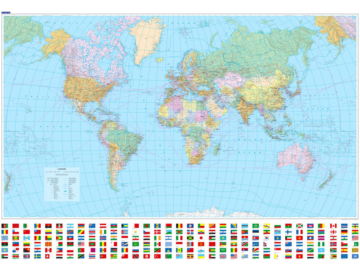 KÜMMERLY+FREY Plano-Weltkarte 140x99cm 63430123 p olitisch 1:30 Mio. (9783259940846)