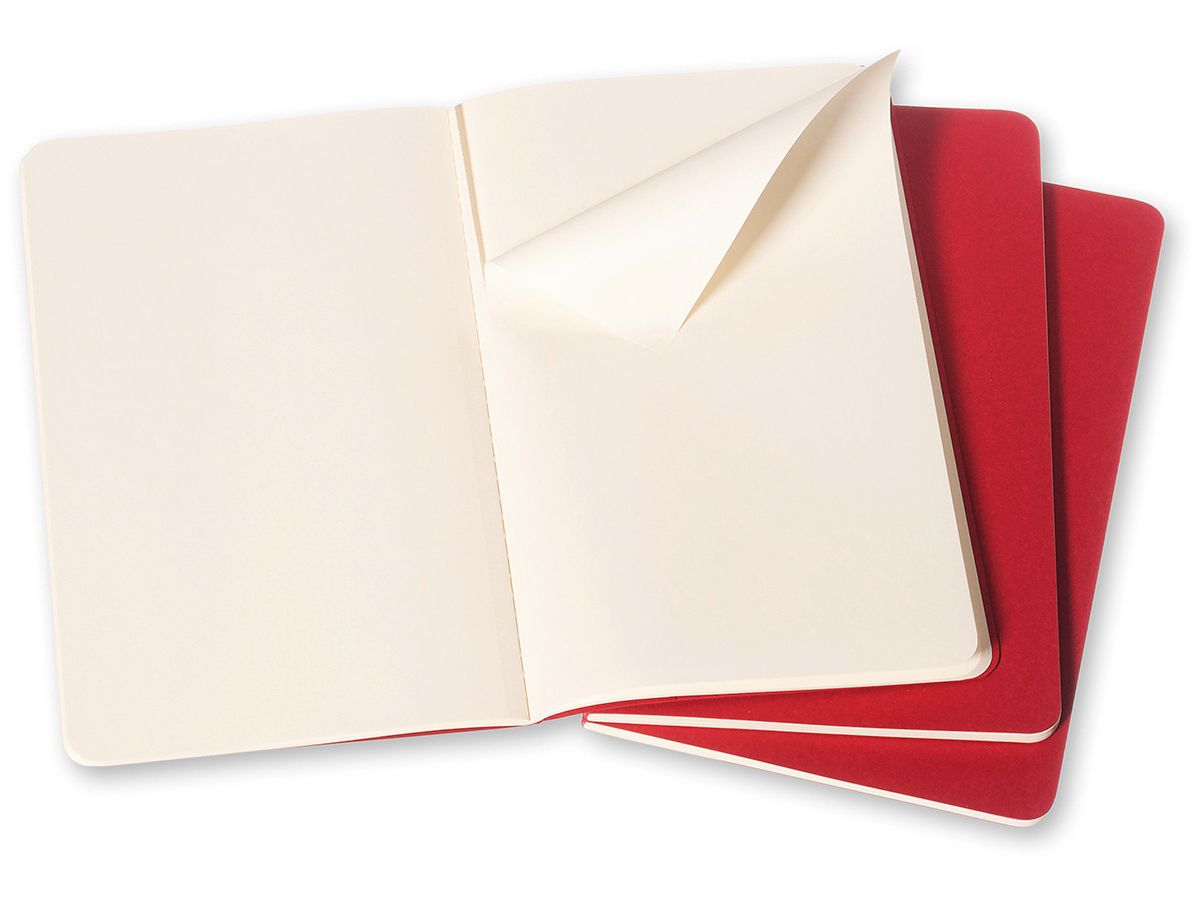 MOLESKINE Quaderno Cahier A5 103-8 in bianco, rosso 3 pezzi (9788862931038)