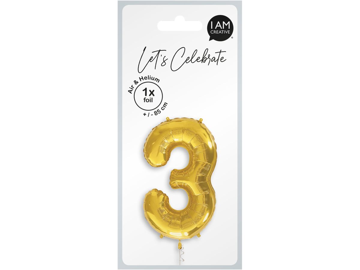 I AM CREATIVE Folienballon Zahl 3 85cm 1000-1048 gold (7611983246748)