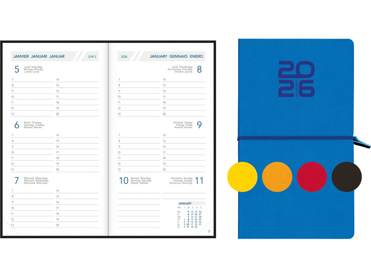 AURORA Agenda Visuplan Tesoro 2026 2016 1W/2S ass. ML 9x16.5cm (5411028420261)