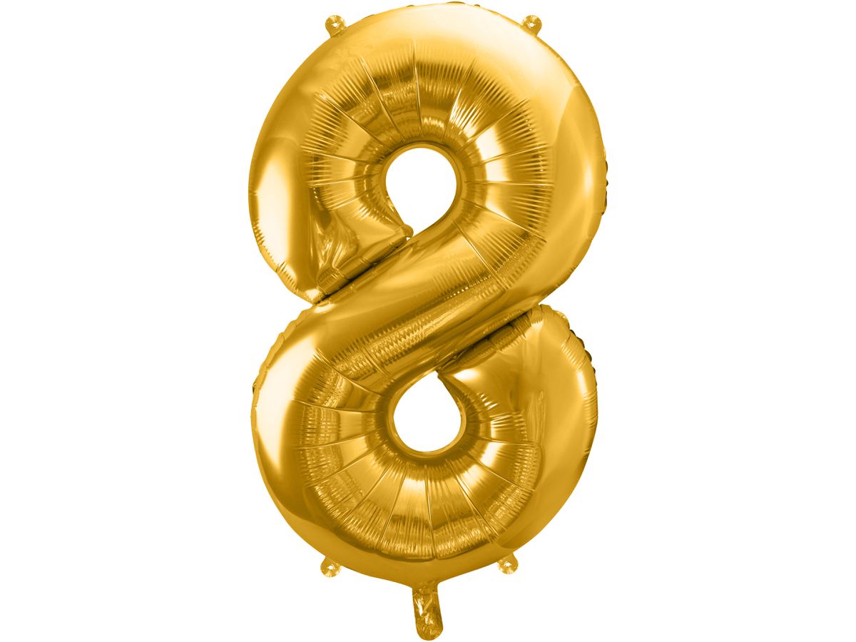PARTYDECO Palloncino in foil no. 8 86cm FB1M-8-019 oro (5902230736184)