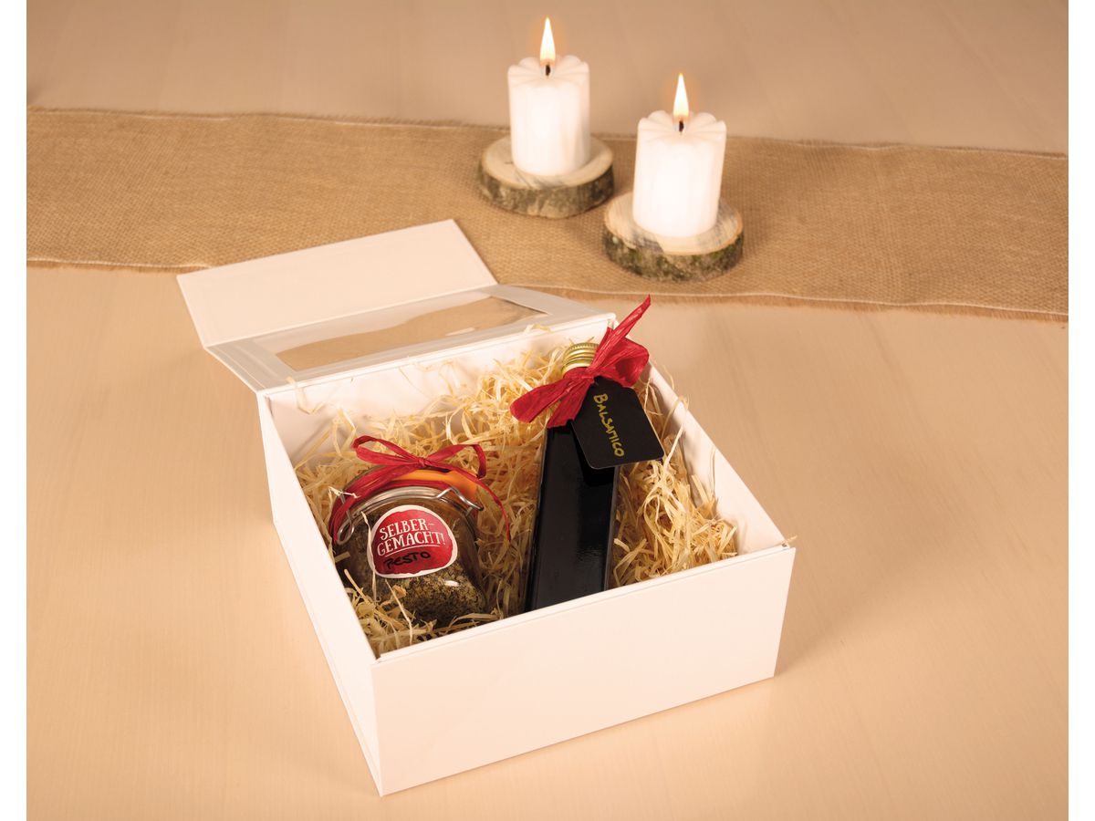 ELCO Geschenkbox m. grossem Fenster 82115.10 weiss, 22x22x10cm 5 Stk. (7611722021674)