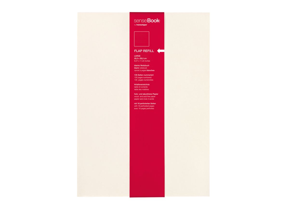 TRANSOTYPE senseBook FLAP REFILL A4 75510400 blanko, L, 135 Seiten beige (8716329071394)
