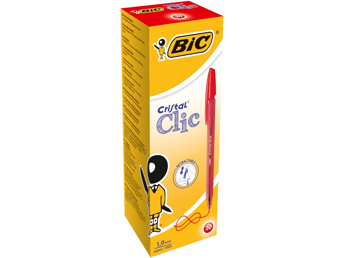 BIC Kugelschr. Cristal Clic 1mm 850734 rot 20 Stück (0070330171633)