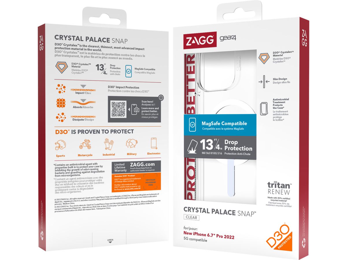 GEAR4 Crystal Palace Cases Snap 702010009 Apple iPhone 14 Pro Max,Clear (0840056165304)