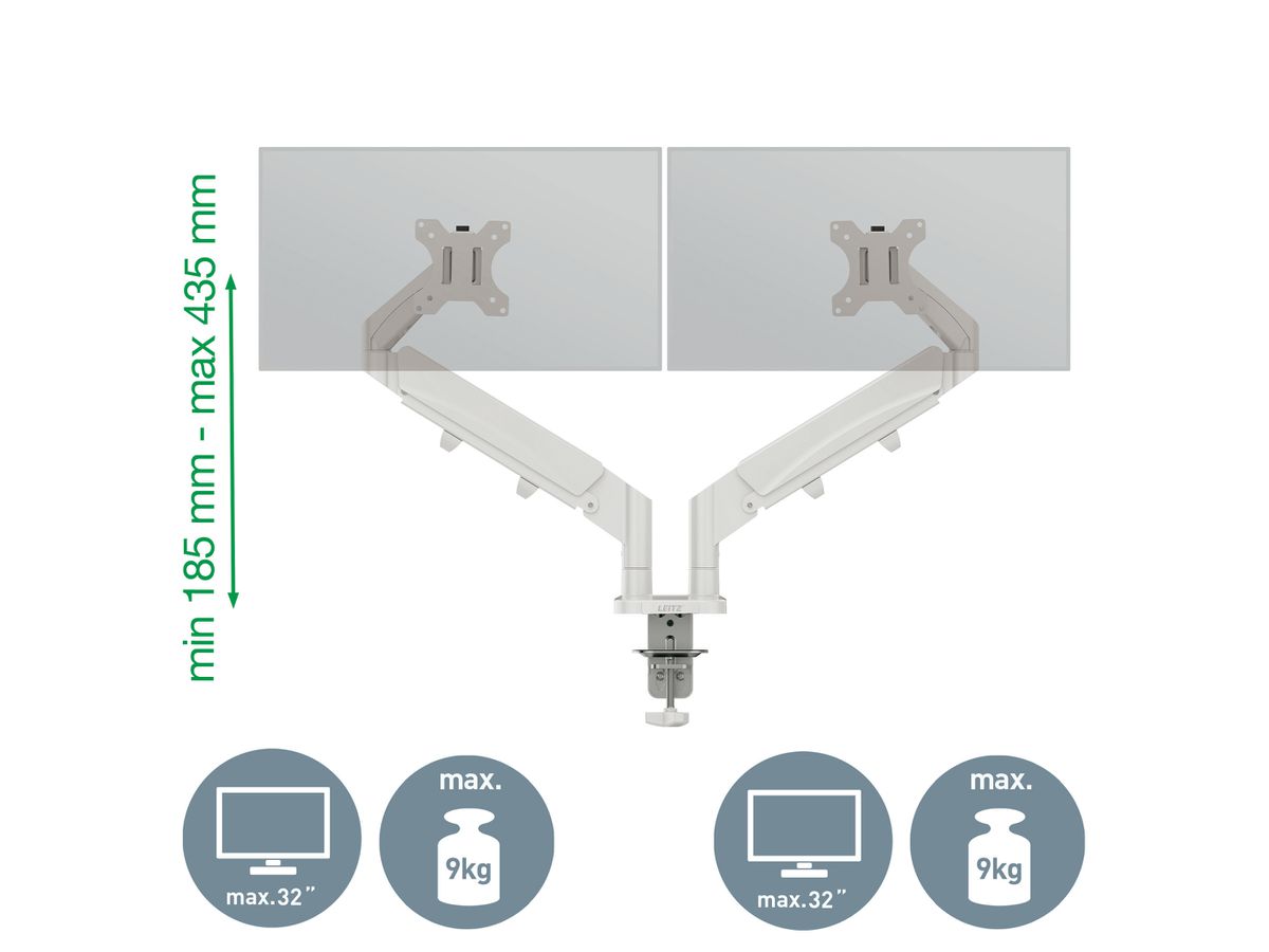 LEITZ Monitorarm Ergo 6537-00-85 Grau, dual (4002432134670)