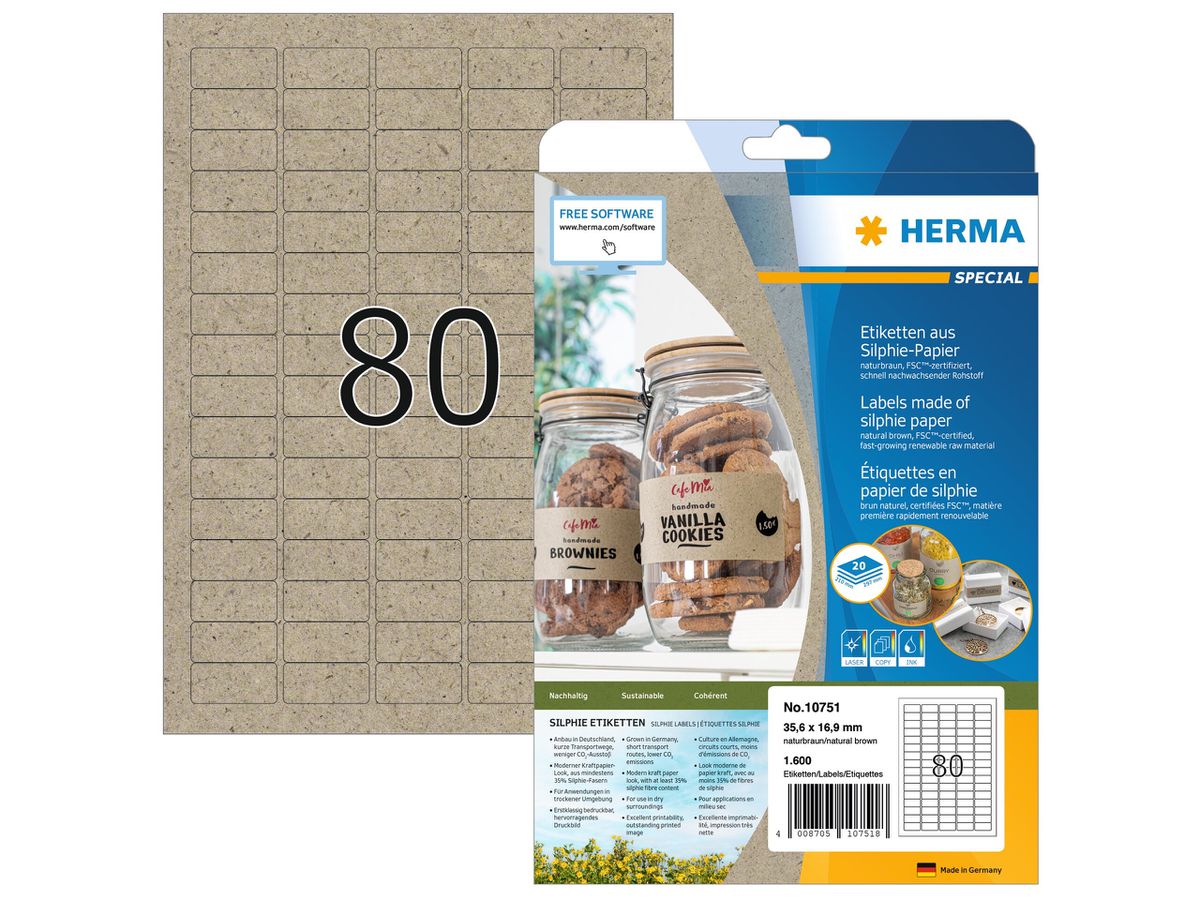 HERMA Etichette 35,6 x 16,9 mm 10751 da silphia paper 1600 pezzi (4008705107518)