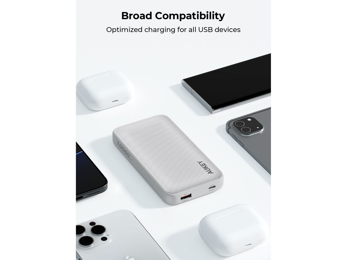 AUKEY Spark GO 10000mAh Plus Powerba PB-Y46P WH 20W Fast Charging, White (0689323788590)