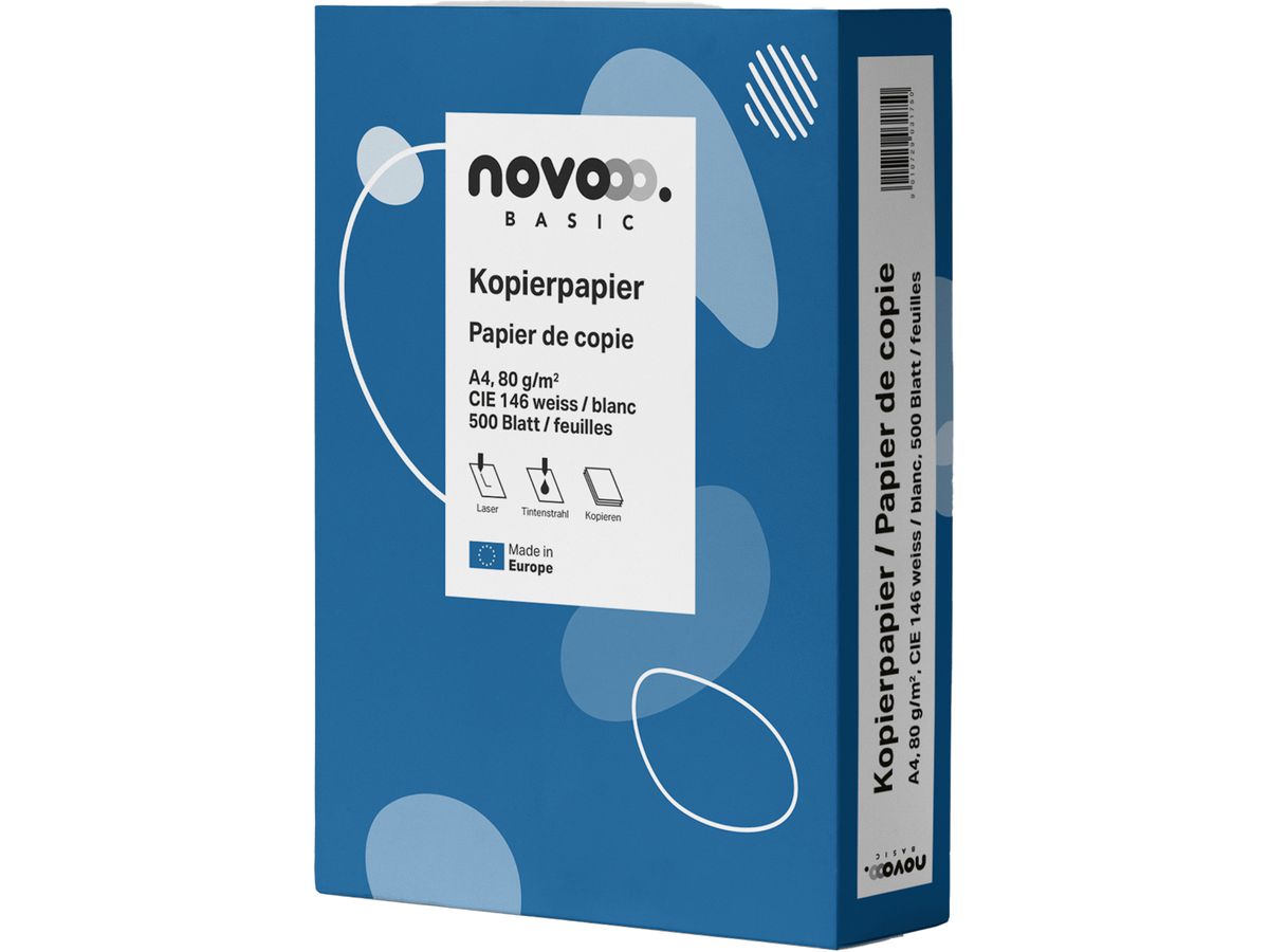 NOVOOO Kopierpapier Basic A4 641908 weiss, 80g 500 Blatt (9010729031750)