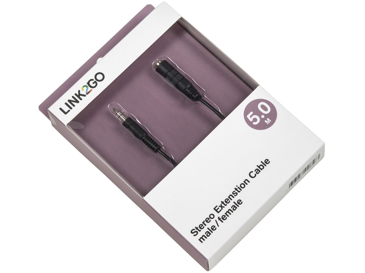 LINK2GO Stereo Extenstion Cable SC3111PBB male/female, 5.0m (7613058028563)