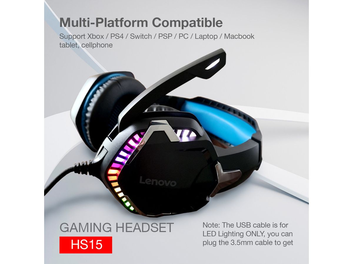 LENOVO Gaming Headphones HS15 HS15-BK (6970648212865)