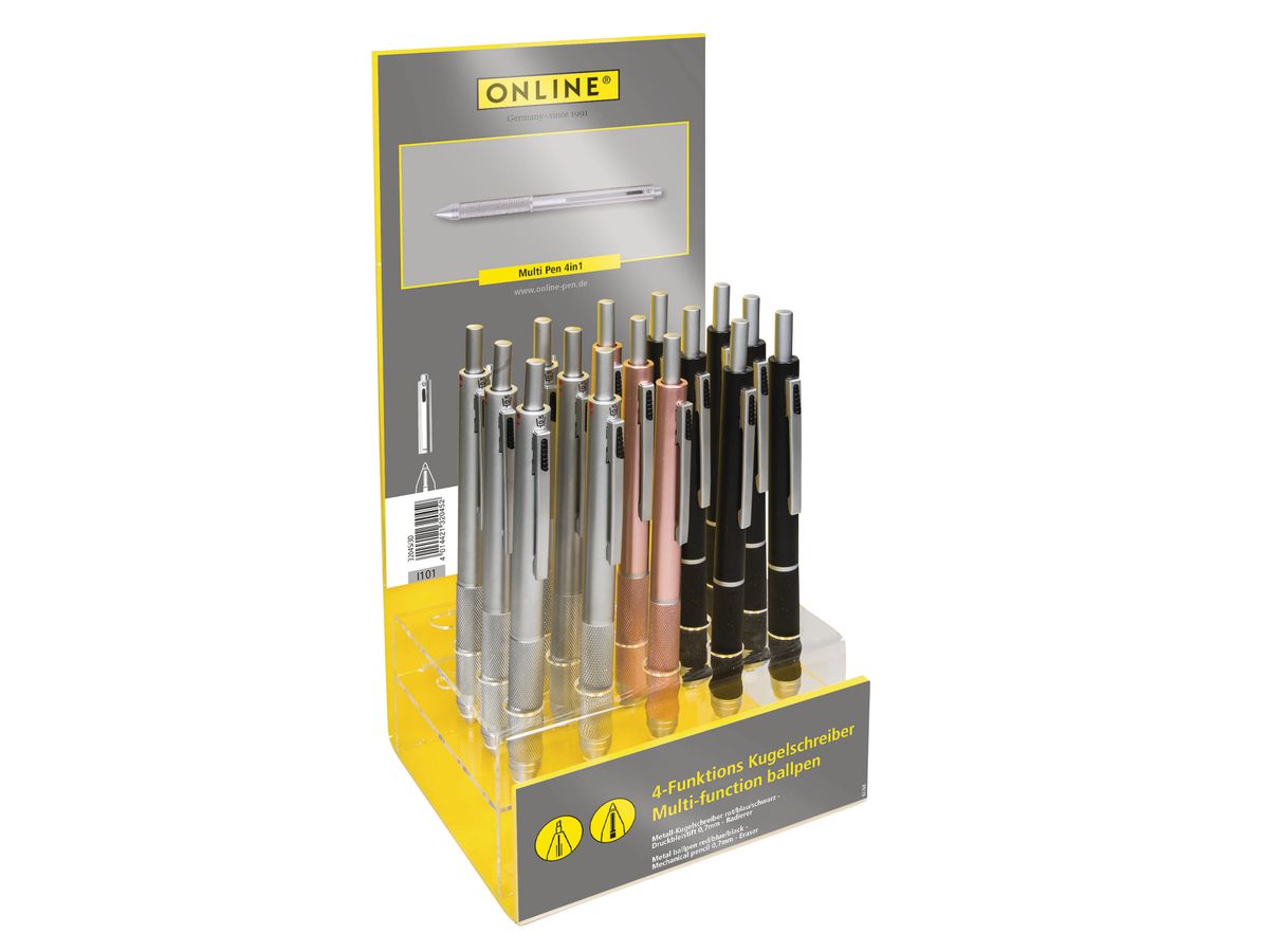 ONLINE Multipen 4in1 Display 32046/15 noir, argent, or (4014421320469)