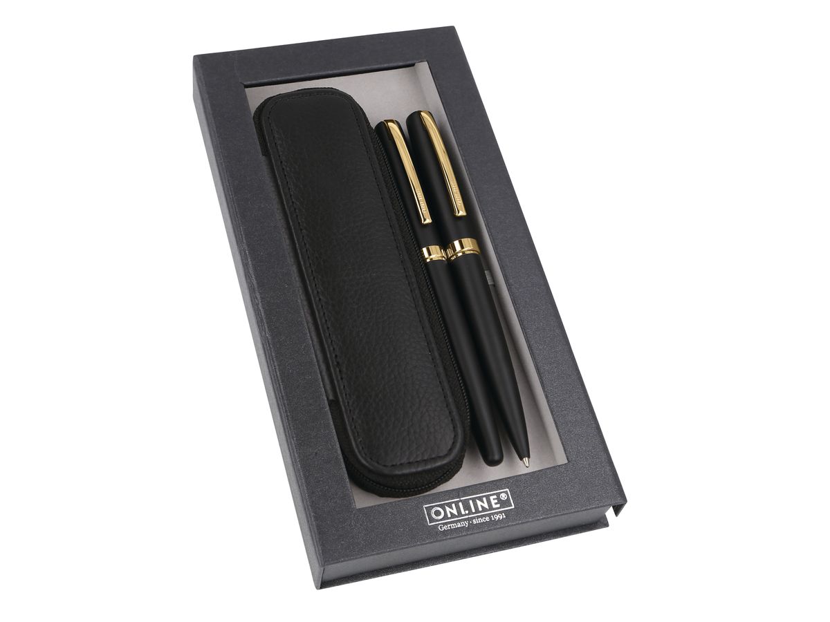 ONLINE Geschenkset Eleganza M 34598 black/gold, Lederetui (4014421345981)