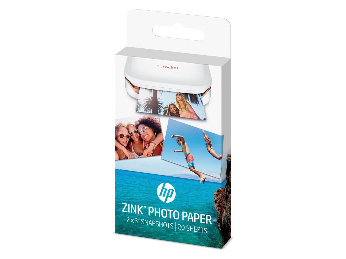 HP ZINK Photo Paper 5x7,6 cm HPIZ2X320 Sticky-Backed 20 fogli (0190781042235)