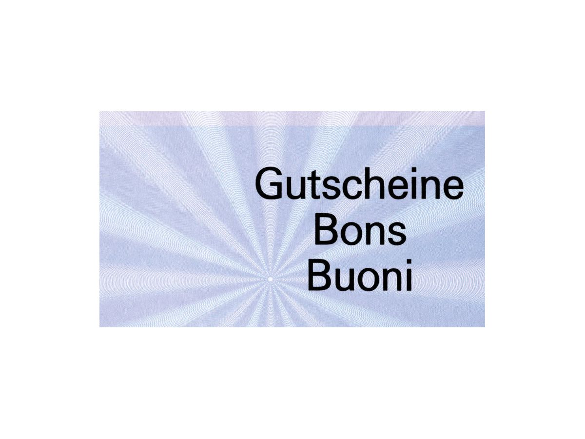 FAVORIT Geschenk-Gutscheine D/F/I 2059blau blau,20.5x10.5cm,Block à 25Bl. (7612149005117)