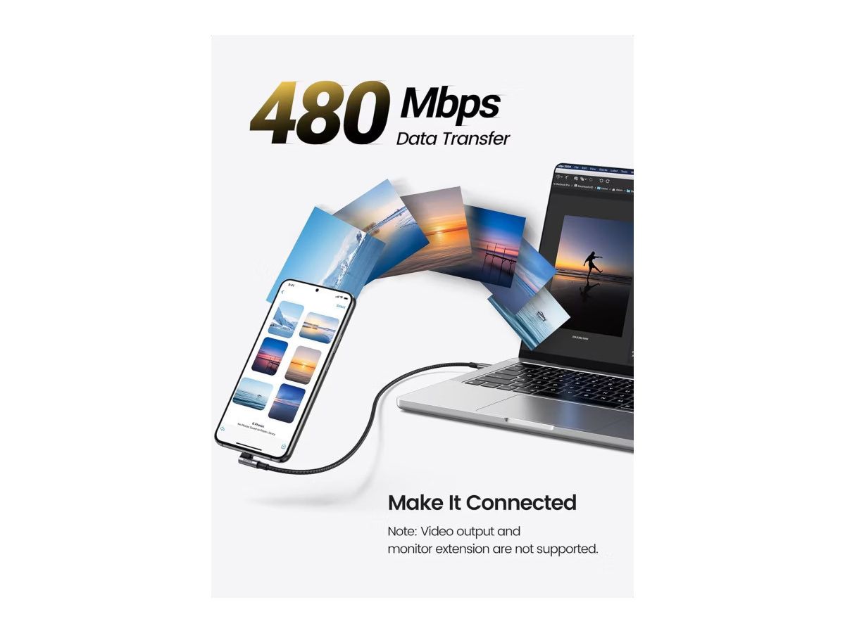 UGREEN Fast Chargingcable 90 Degree 70643 USB-C to C PD 100W, 1m (6957303876433)