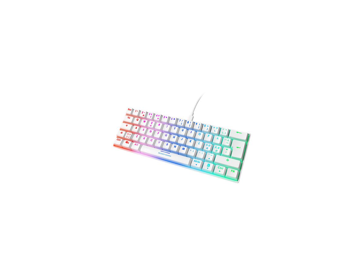 DELTACO TKL Gaming Keyboard mech RGB GAM-075-W-CH red switch, CH-Layout, white (7333048051653)