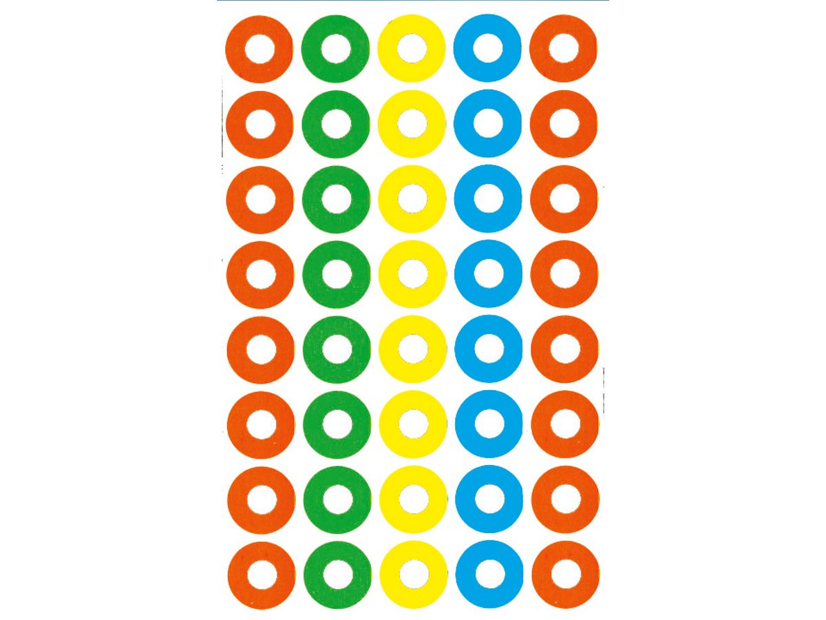 AVERY ZWECKFORM Sticker Rings 8.4x16cm 3055 colorato 4 fogli, 160 pz. (4004182030554)