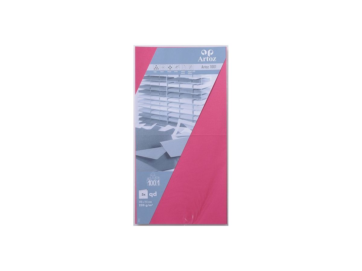 ARTOZ Cartoline 1001 310x155mm 107452264 220g, rosa acceso 5 fogli (7612450705300)