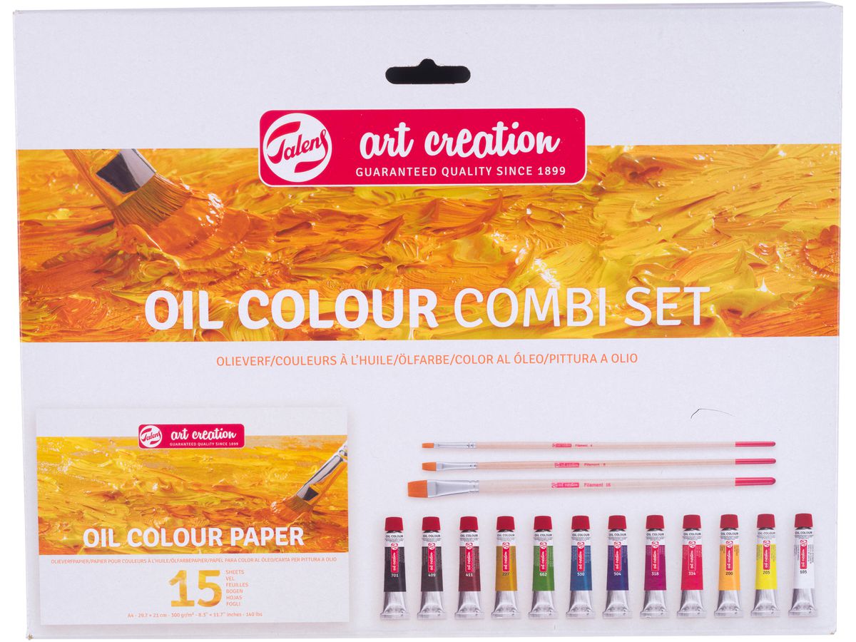 TALENS Öl Combi Set 12x12ml 9020194M Farbe, Pinsel, Papier (8712079535698)