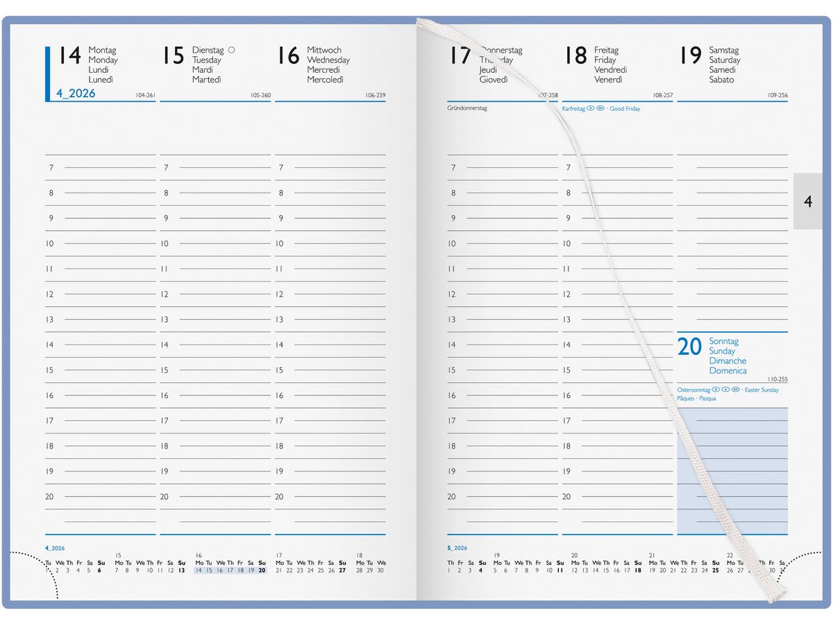 BIELLA Agenda Colorful 7 2026 809707050026U 1S/2P bleu ML 14.5x20.5cm (7611365524617)