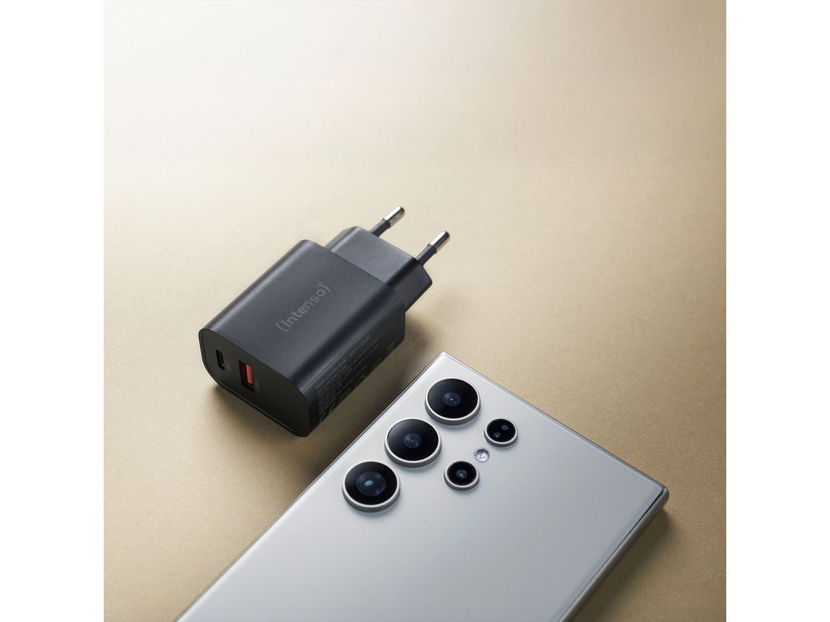 INTENSO Power Adapter W30AC Charger 7803010 30W, USB-A & USB-C black (4034303035915)