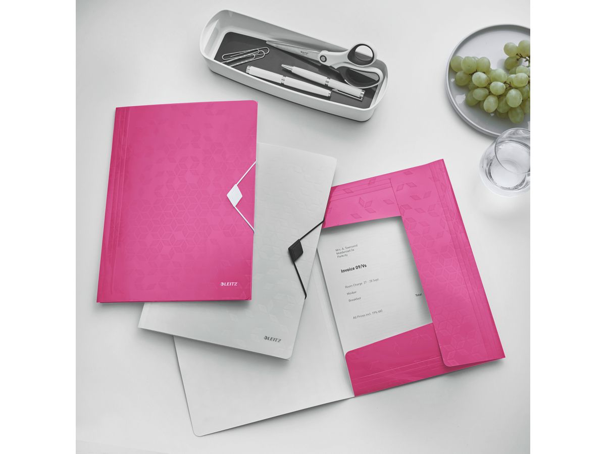 LEITZ Gummibandmappe WOW A4 45990023 pink für 150 Blatt (4002432105854)
