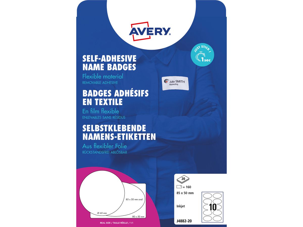 AVERY ZWECKFORM Etichette 85x50mm J4882-20 bianco 20 fogli/200 pezzi (4004182148143)