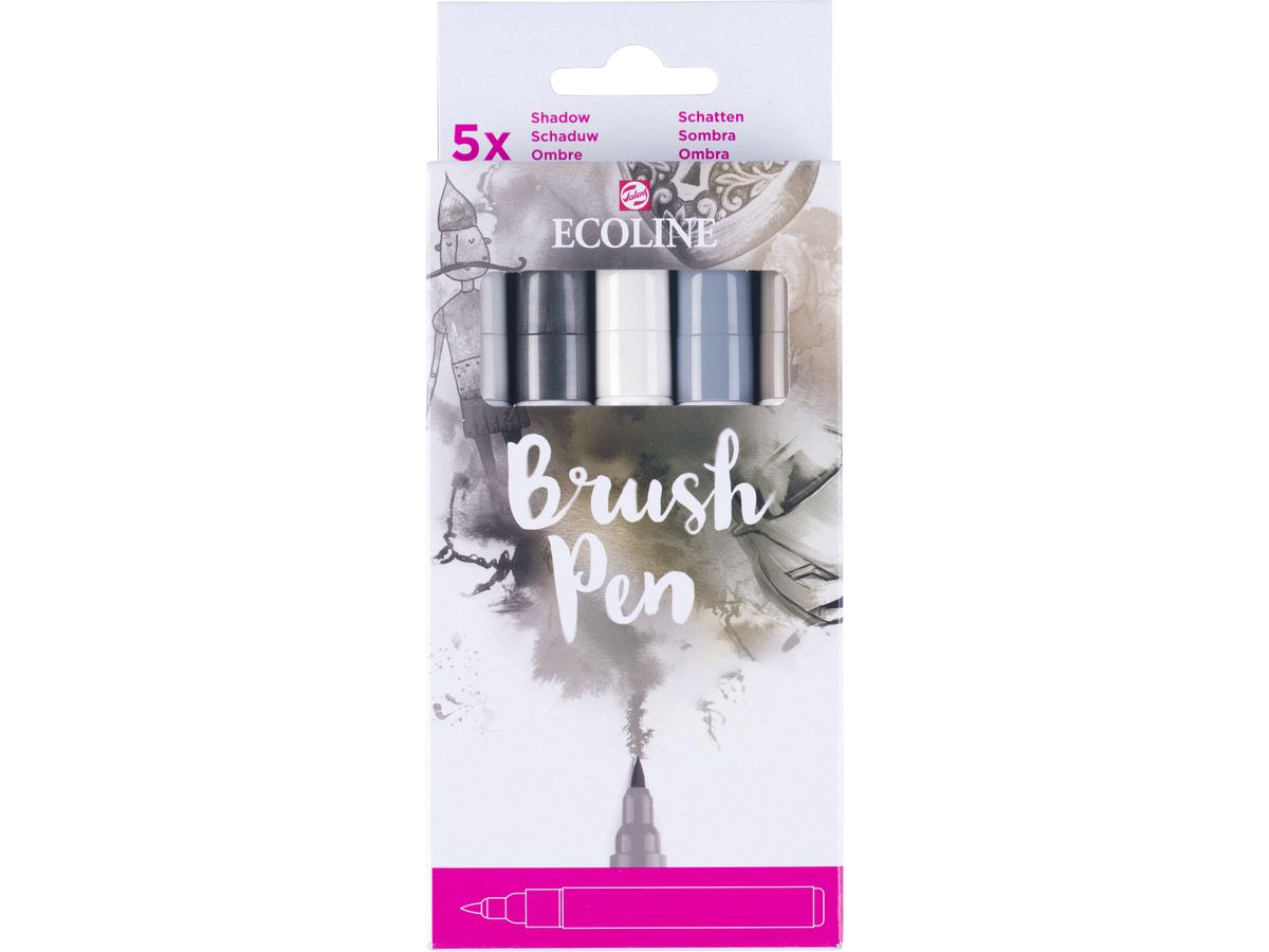 TALENS Ecoline Brush Pen Set 11509937 grey 5 Stück (8712079518899)