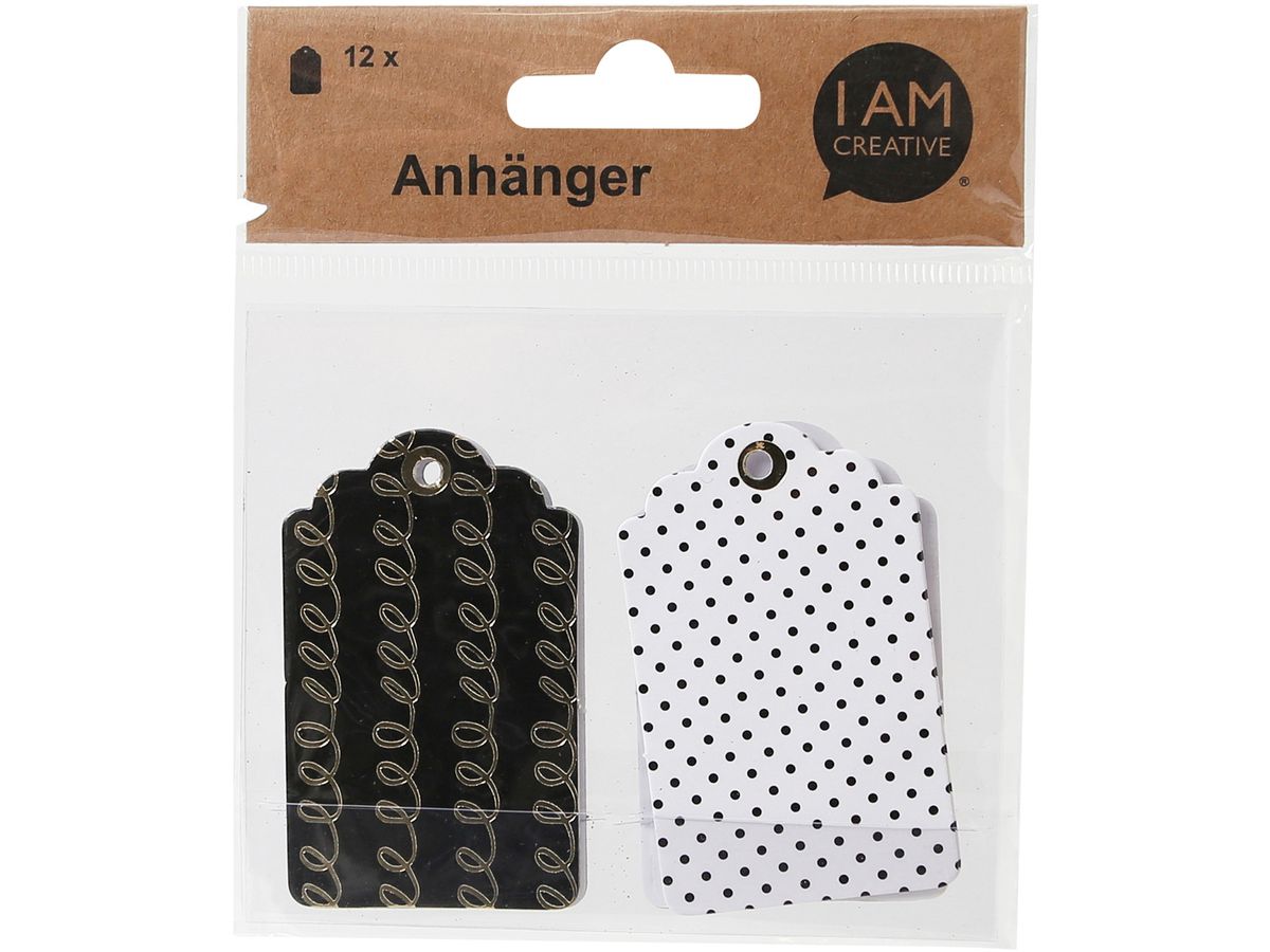I AM CREATIVE Gift Tags 4077.25 ass. schwarz/weiss, 12 Stk. (7611983209675)