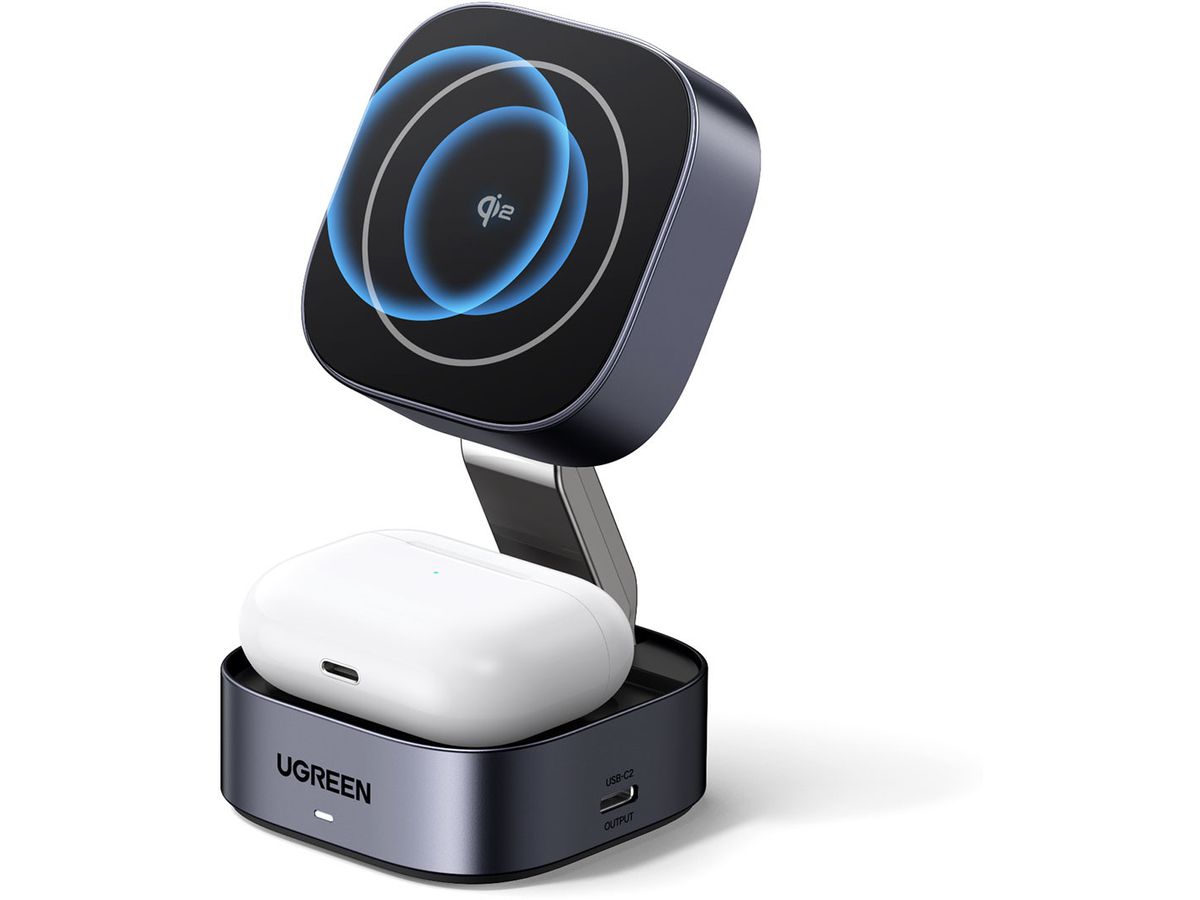 UGREEN Magnetic Wireless Charger 35316 2in1,20W,Qi2, iPhone,AirPods (6941876233168)
