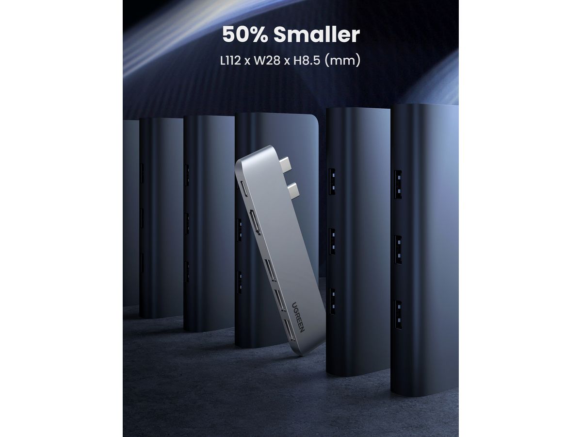 UGREEN USB-C 5in2 Hub, Grey 60559 HDMI,3xUSB-A,USB-C MB Pro/Air (6957303865598)