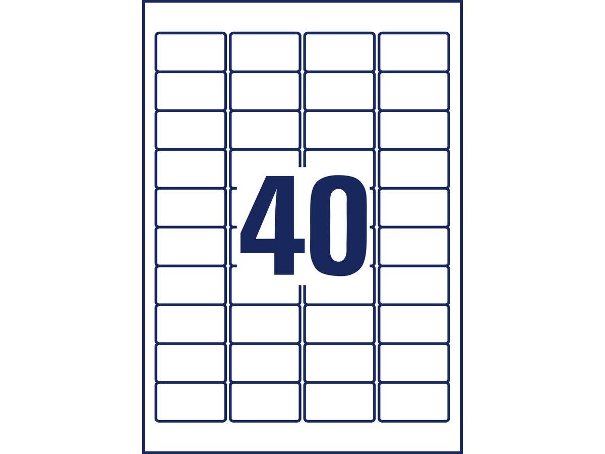 AVERY ZWECKFORM Mailing etichette 45,7x25,4mm L4770-25 Laser, tras. 1000pz./25fl. (4004182047705)