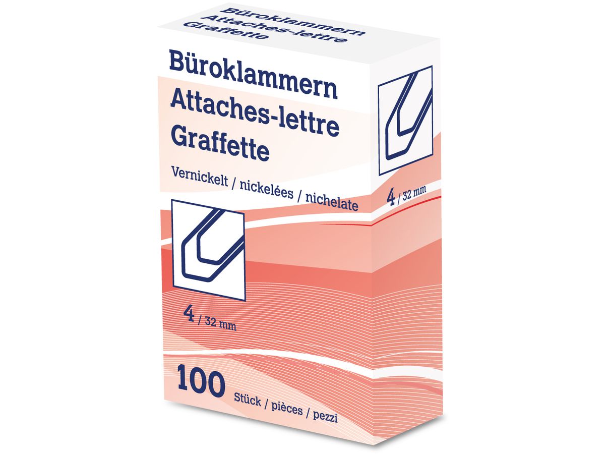 NEUTRAL Büroklammern Nr. 4 6206 32mm vernickelt 100 Stk. (7612020062062)