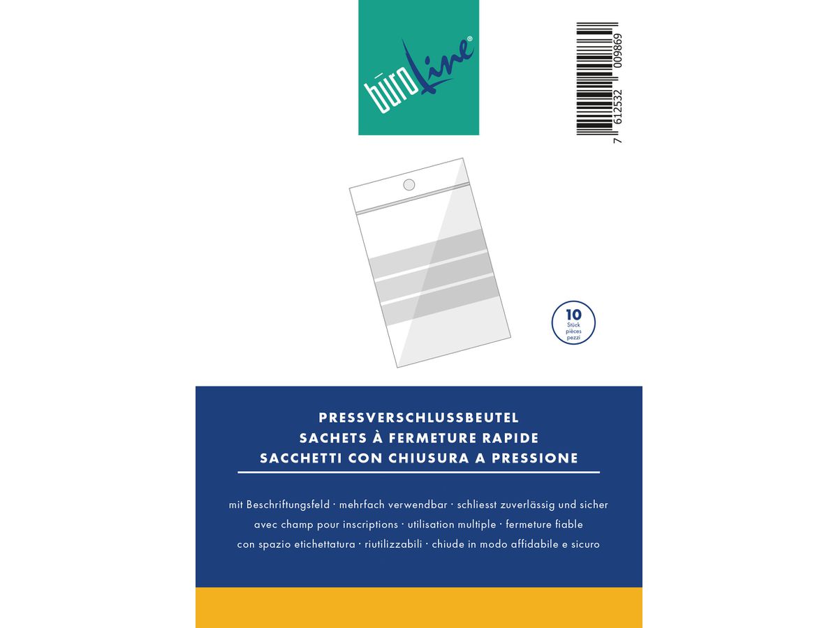BÜROLINE Pressverschl. Beutel 115×155mm 422115 transp. 10 Stck. (7612532009982)