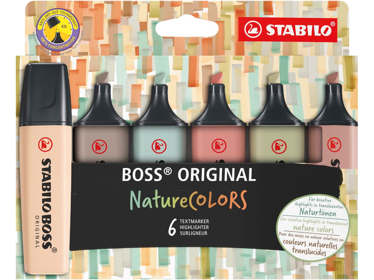 STABILO Boss Leuchtmarker Original 70/6-2-2 Nature Colors 6 Farben (4006381603140)