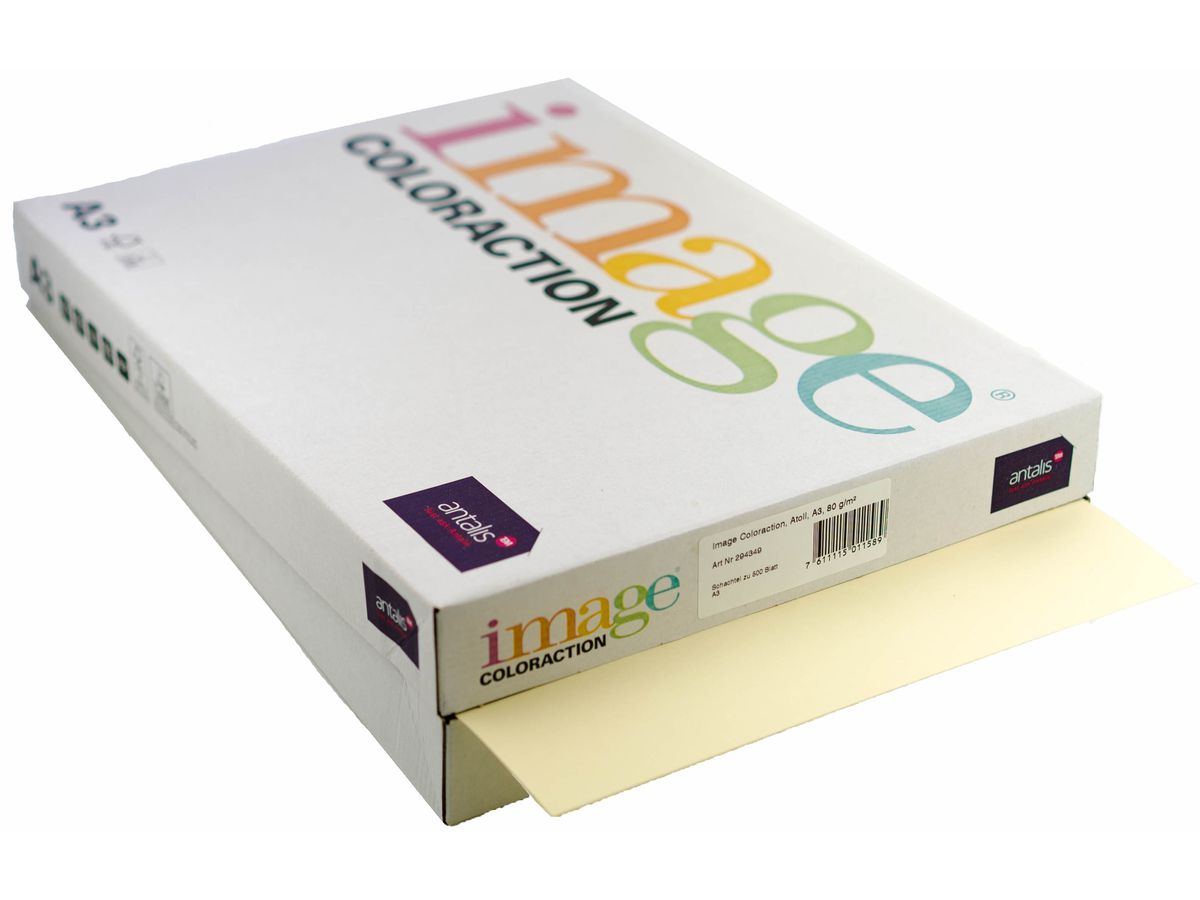 IMAGE COLORACTION Carta per copie Atoll A3 294349 80g, avorio 500 fogli (7611115011589)
