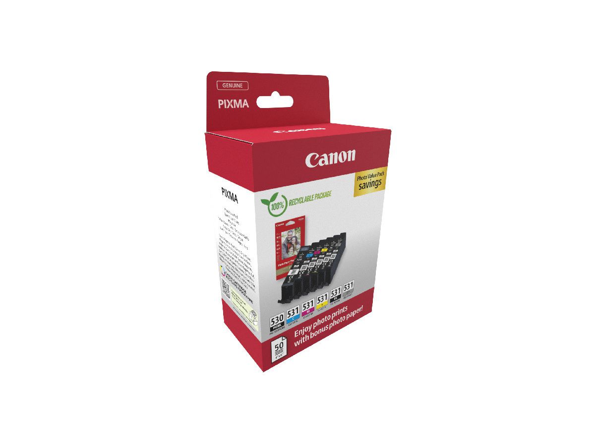 CANON Photo Value Pack CMYBKGY PGCL530/1 PIXMA TS8750/51 PP-201 50fl. (8714574683126)