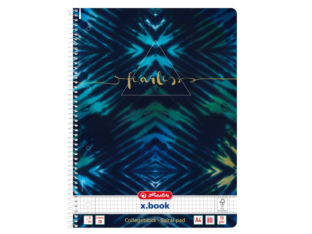 HERLITZ Spiralblock A4, 70 g/m2 50044153 New Batik Fearless kariert 5mm (4008110365244)