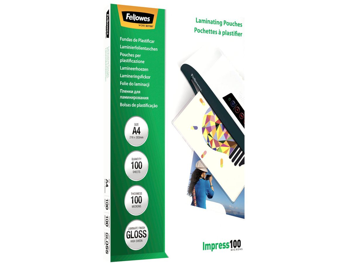 FELLOWES Laminiertasche A4 5351111 glanz, 100my 100 Stk (0077511535116)
