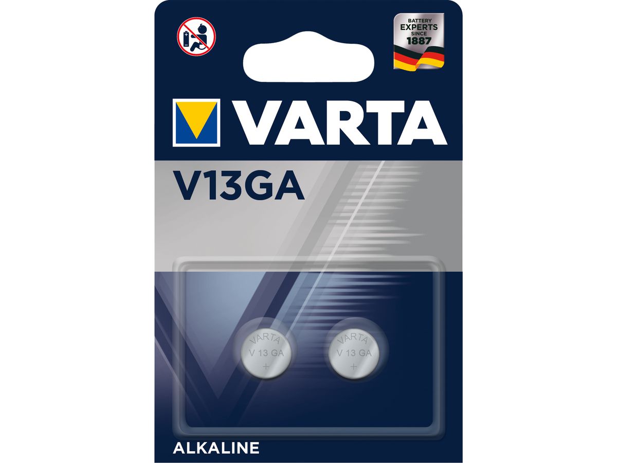 VARTA Knopfzelle 4276101402 V13GA, 2 Stück (4008496746347)