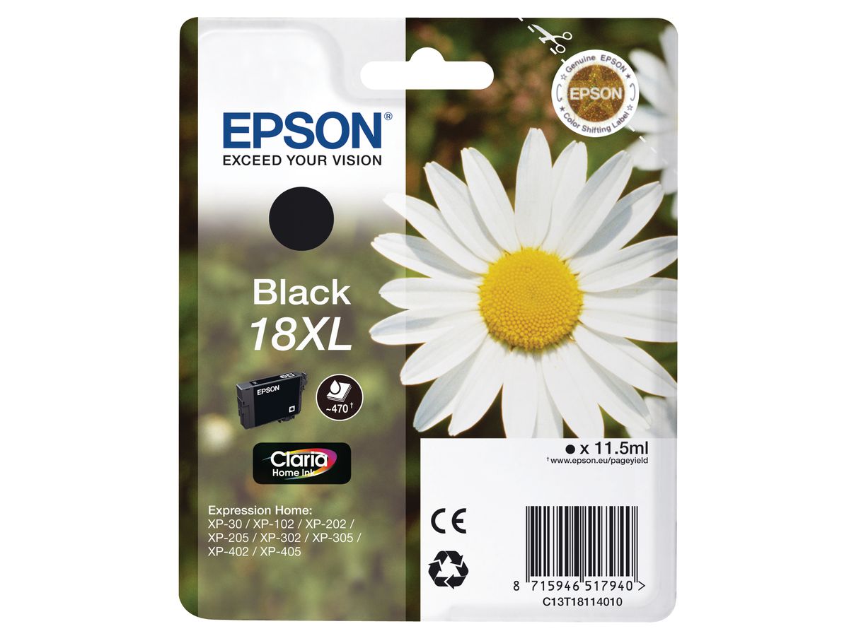 EPSON Cart. d'inchiostro 18XL nero T181140 XP 30/405 470 pagine (8715946625201)