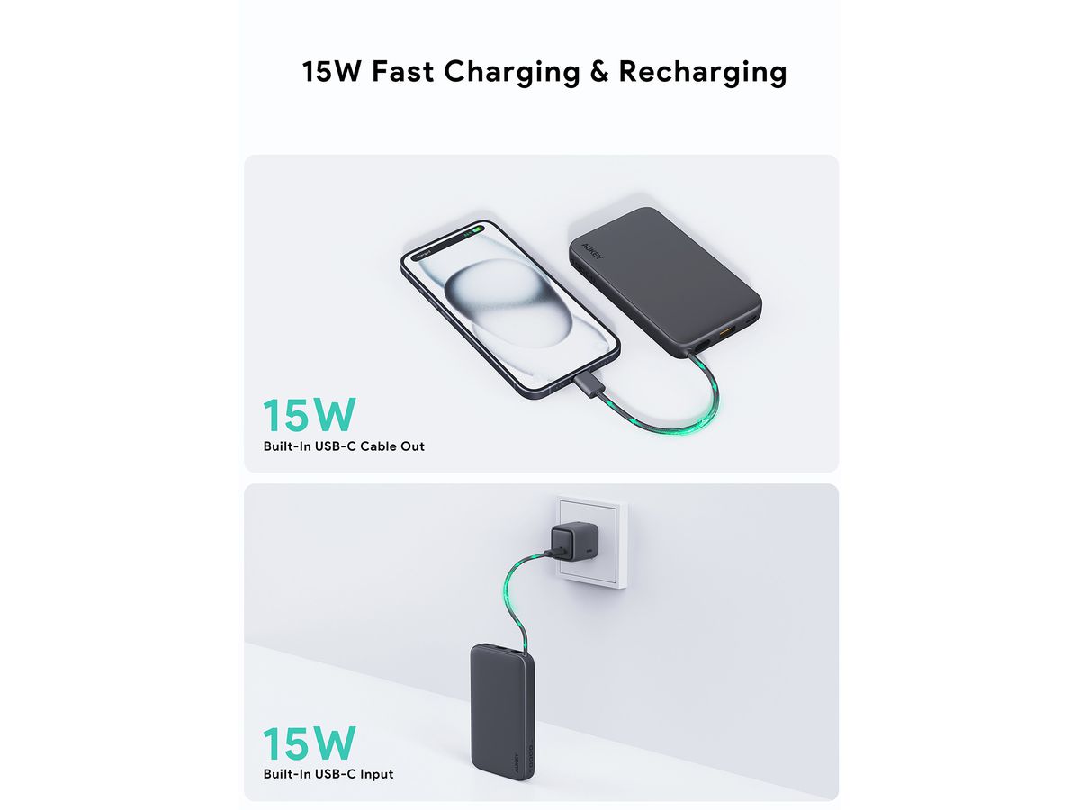AUKEY Spark Sling 10000mAh PB PB-Y53P GR 20W PD, Bild-in-USB-C Cal.Gr (0689323789313)