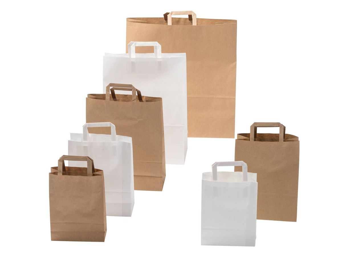 NEUTRAL Papiertragetasche Flachhenkel 715.0220.11 weiss 22x10x29cm, 400 Stück (8032237000562)