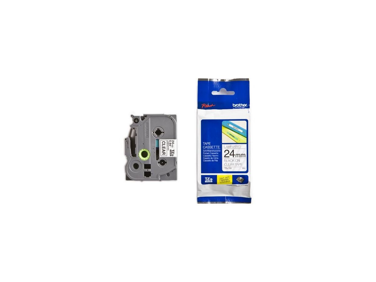 PTOUCH Band, laminiert schwarz/klar TZe-151 PT-2450DX 24 mm (4977766684996)