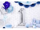 PARTYDECO Palloncino in foil no. 1 86cm FB1M-1-018 argento (5902230736016)