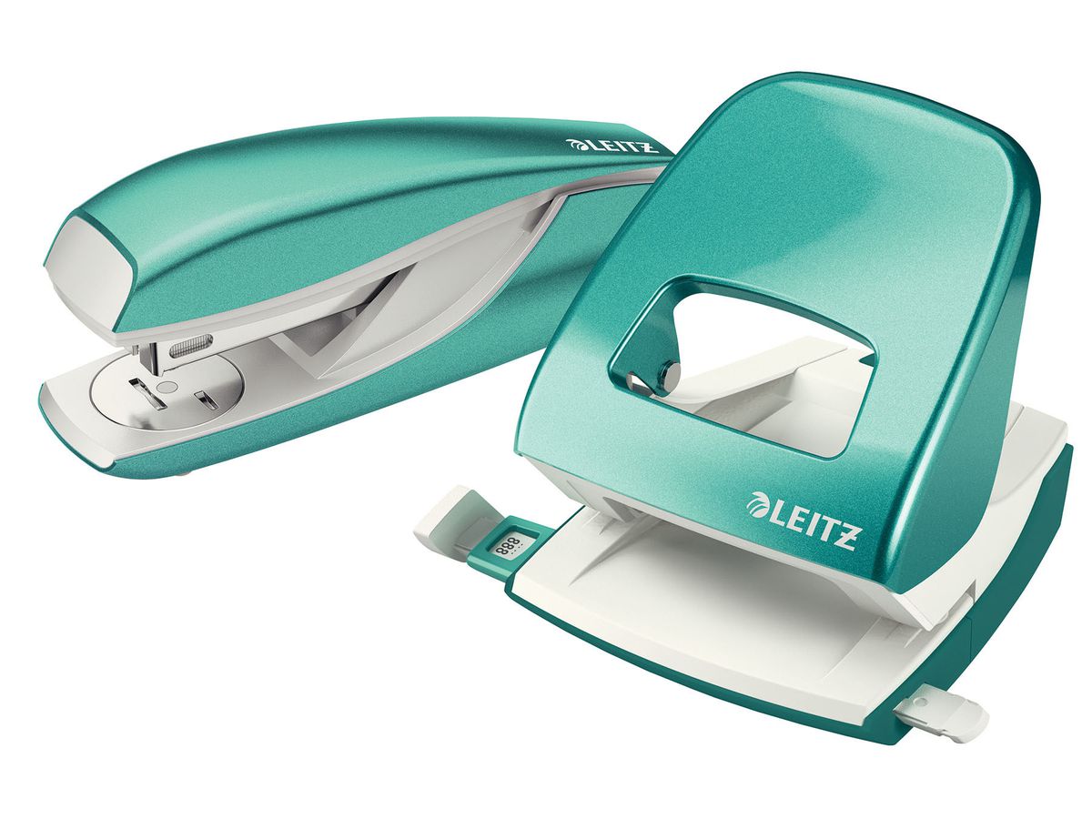 LEITZ Perforateur/Agrafeuse WOW 5095-10-51 bleu glacier, Bundle 30 flls. (4002432114399)