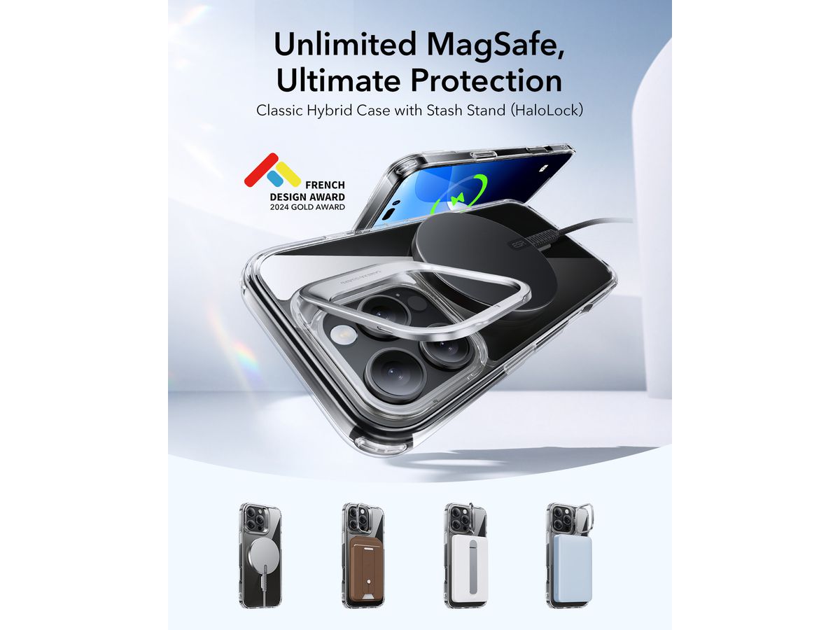 ESR Classic Hybrid Case MagSafe 1A74901 +Stand iPhone 16 Pro Clear (4894240219126)